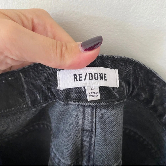 Re/Done Originals 70’s Straight Jeans In Black Wash Cotton High Rise Size 26 - Picture 7 of 8